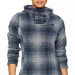 The North Face Women's Plaid Fleece Pullover Cowl Blue and gray Hoodie Size S Photo 0