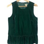 J.Crew Emerald Green Velvet Peplum Tank Top 2 Photo 0