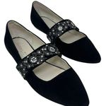 Bettye Muller Black Velvet Pointed Toe Flats Sequins Floral Embroidery Womens 7M Photo 0