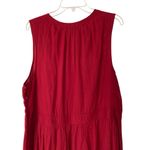 Sundance Dark Red Tassel Embroidered Pleated Elegant Cotton Maxi Dress size XL Photo 5