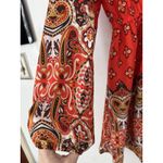 Gianni Bini NWT  Fire Orange Boho Western Tasseled Puff Sleeve Mini Dress Large Photo 5