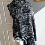 Tickled Pink Black and White Patterned Scarf Wool Cotton Blend Photo 5