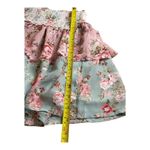 fab'rik  Floral Two Piece Set Smocked Ruffle Crop Top Mini Skirt Pink Green M/ L Photo 5