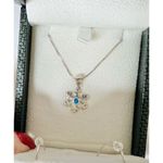 Silver 925 Simulated Fire Opal Snowflake 18" Necklace + Drop Earring Set Jewelry Silver Photo 14
