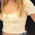 Urban Romantics  New Cream Eyelet Milk Maid Crop Top Photo 0