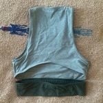 Outdoor Voices  Tri-Tone Slashback Crop Top in Green/Blue Size S Photo 2