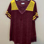 Maurice's  24/7 Maroon And Yellow T-Shirt Woman’s Size 0X Photo 0