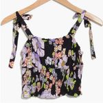 AFRM Stein Crop Top Women's Size Small Black Floral Smocked Casual Summer Photo 2