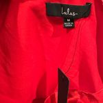 Lulus  Red One Sleeve Satin cutout front bodysuit M Photo 6