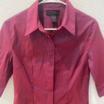 EXPRESS Burgandy/Pink Iridescent Button Up Shirt Size 9/10 Photo 2