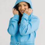Zyia  NWT Blue Uppercut Crop Hoodie size Medium Photo 0