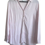 J Jill Women Tunic Top L Pink Striped Button Up Rayon Coastal‎ Preppy Beachy Size L Photo 0