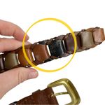 Genuine Leather Neutral Colors Interlocking Gold Buckle Belt Photo 7