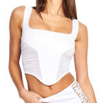 I am gia I.AM.GIA. Mandi Ruched Mesh Sttetch Corset Top‎ Back Zipper White Size Small Photo 0