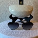 Coach : Kiera (L925) Black & Silver Tone Aviator Sunglasses- wear Photo 0