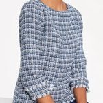 Ann Taylor Blue Tweed Fringe Boatneck Pullover Top Size 8 New with Tags 98.00 Photo 0