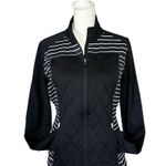 Lole Black & White Stripe Quilted Long Sleeve Full Zip Up Jacket Size Small Photo 1