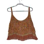 Rachel Zoe  Orange Boho Paisley Ruffled Crop Top Sz Large Photo 1