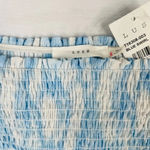 Lush Clothing LUSH Blue Swirl Short Sleeve Smocked Top Size L Photo 4