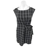 Ann Taylor  LOFT Women Black White Plaid Cap Sleeve Tie Mini Sheath Dress Size 4 Photo 1