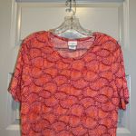 Jaclyn Smith  Pink/Orange Print Scoop Neck Short Sleeve Blouse L Photo 5