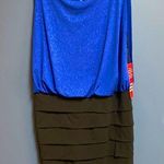 NWT ENFOCUS WOMAN SIZE 16 W COBALT BLUE GLITTER TOP BLACK SKIRT COCKTAIL DRESS Photo 0