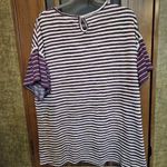 Terra & Sky Striped Purple and White Top Photo 4