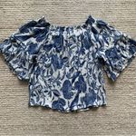 H&M Off Shoulder Blue and White Floral Blouse Photo 4