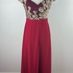 Mango Suit Embroidered Gown - Burgundy & Gold Elegant Formal Dress Photo 8