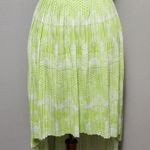 American Eagle  neon green batik aztec pleated high low skirt size large Photo 1
