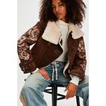 Free People NWT We The Free Andies Embroidered Vegan Leather Moto Jacket Size L Photo 9