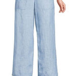 Lands' End Women's  High-Rise Pull-On Drawstring Linen Wide-Leg Cropped Pants XL Photo 0