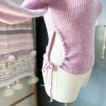 ZARA  Pink Lilac Side Pleat Crewneck Knit Sweater Women’s Size Small Photo 3