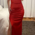 Lulus Red Satin Prom Dress Photo 0