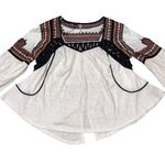 Free People  Snow Kisses Cream Embroidered Top Photo 5