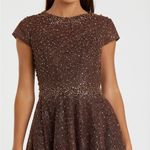 Mac Duggal  20371 Womens Brown Embellished Cap Sleeve A Line Dress Photo 3