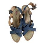 Levi's Levi’s Heels Women Size 8 Slingback Platform Blue Canvas Wedge Bohemian Open Toe Photo 8