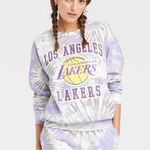 Hybrid Women's NBA LA Lakers Graphic Sweatshirt - Purple White Gold Tie Dye Size XL Photo 0