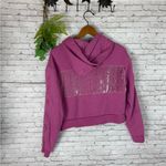 PINK - Victoria's Secret VS PINK Velvet Spellout Cropped Lace Up Hoodie Photo 3