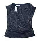 Grace Karin NWT  Black Sequin One Shoulder Evening Party Blouse Overlay Top  XL Photo 2