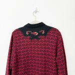 [Icelandic Design] Red Nordic Wool Sweater Floral Embroidered Zip Cardigan Sz XL Photo 3
