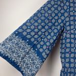 Roller Rabbit Shirt Dress Womens XS Blue Starry Border Regine Shirred Tunic Boho Photo 6