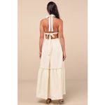 Lulus NWT  Island Vacay Cream Tie-Back Maxi Dress Resortwear Vacay Cut Out Sz M Photo 2