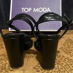 Top Moda Quilted Black Strappy Chunky Heels  Size 8 1/2 Photo 3