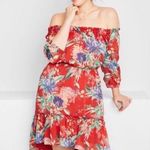 Ava & Viv 🎈 Red Floral 3/4 Sleeve Flowy Plus Size 2X Photo 0