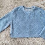 ZARA Textured Furry Crop Top Crewneck Sweatshirt Blue Size Medium Photo 0