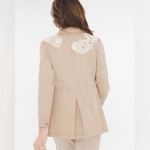 Chico's  Tan Utility Long Sleeve Jacket Lace Appliqué Size 0 or Size Small NWT Photo 2