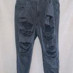 American Eagle  Black Wash Strigid Denim High Waisted Distressed Mom Jean size 18 Photo 0