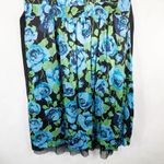 Free People Size 8 Dress Blue Roses Black Green Silk Lined Netted Ribbon Belt 555 Photo 6