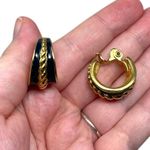 Monet Vintage Signed Navy Blue Enamel Gold Tone Clip On Earrings Classic Chic Photo 0